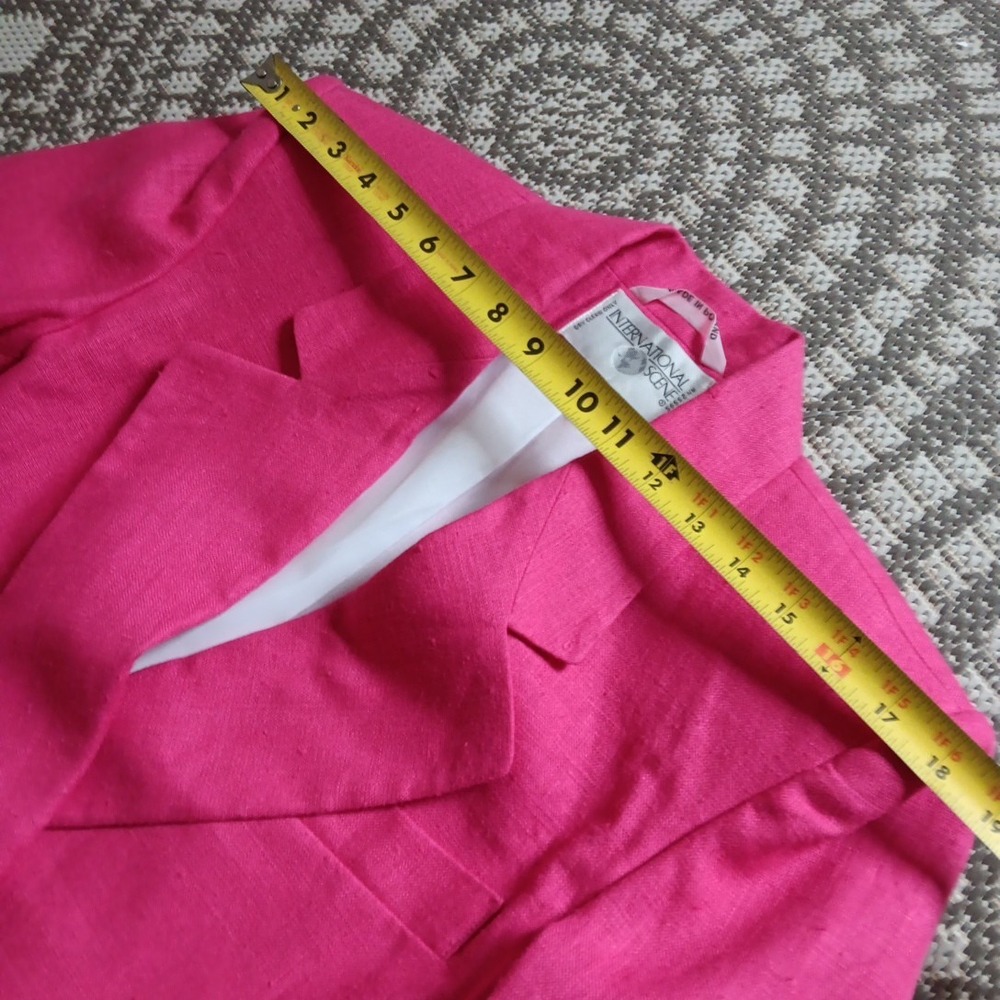 80s Vintage International Scene Hot‎ Pink Linen Blazer Sz 6 Double-Breasted Work - Picture 6 of 13